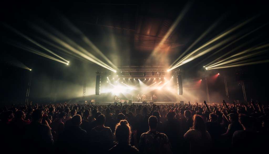 luz brillante escenario ilumina entusiastas fanaticos rock generados ia