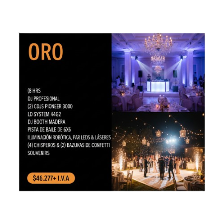 Paquete DJ Oro (8 Horas): Producción VIP con Efectos Especiales, Láseres y Souvenirs